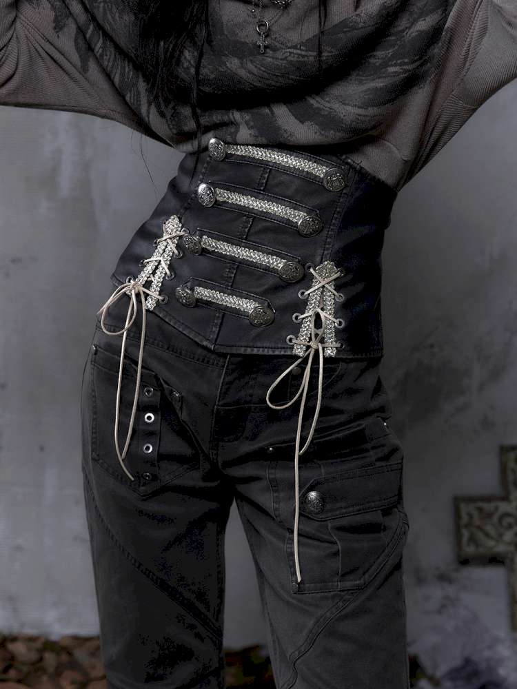 Double-breasted belted waist belt【s0000014464】