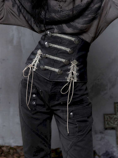Double-breasted belted waist belt【s0000014464】