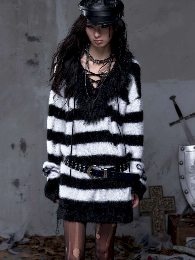 Long-Sleeve Striped Sweater【s0000014474】