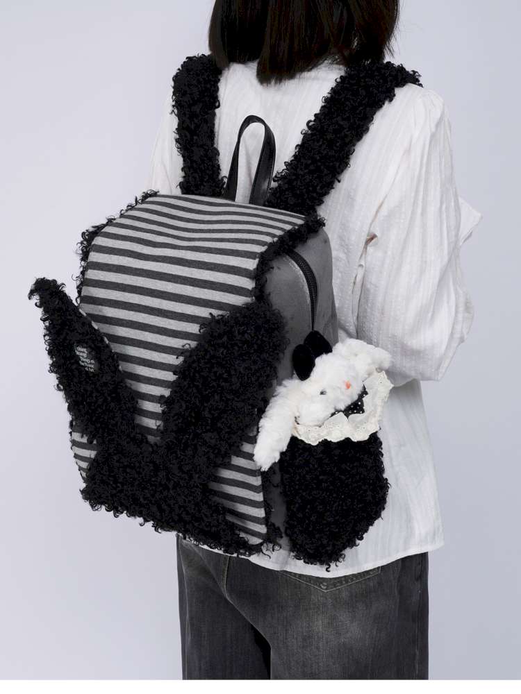 Rabbit Ears Fur Computer School Bag【s0000014615】