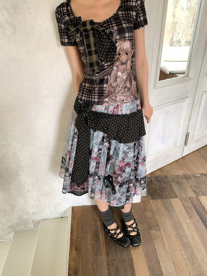 Jacquard Cross Vintage Maxi Skirt【s0000018085】