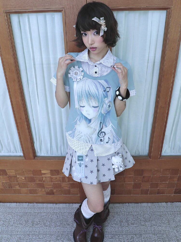 Comic Girl Fake Polka Dot Shirt【s0000016550】