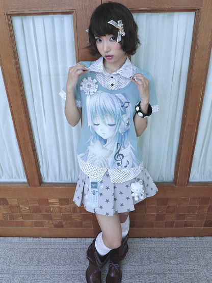 Comic Girl Fake Polka Dot Shirt【s0000016550】