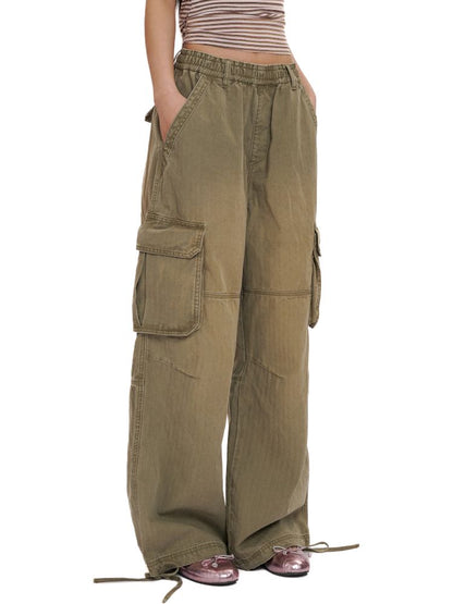 Drawstring Peplum work pants【s0000012494】