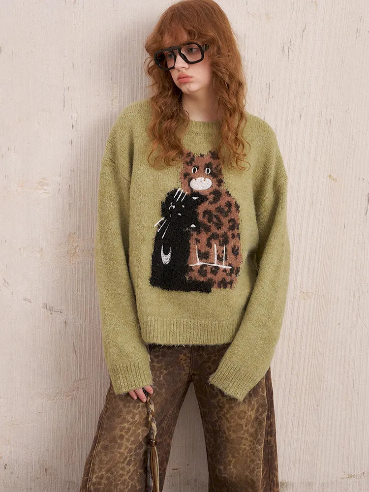 Embroidered Crewneck Pullover Sweater【s0000014082】