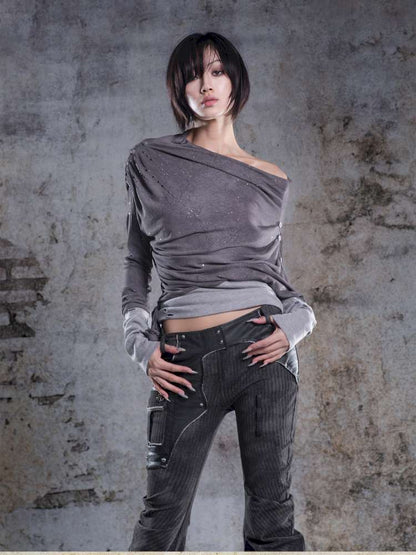 Off-the-shoulder knit top【s0000014488】