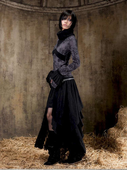 Contrast Slim Knit Long Sleeve Tee【s0000015083】