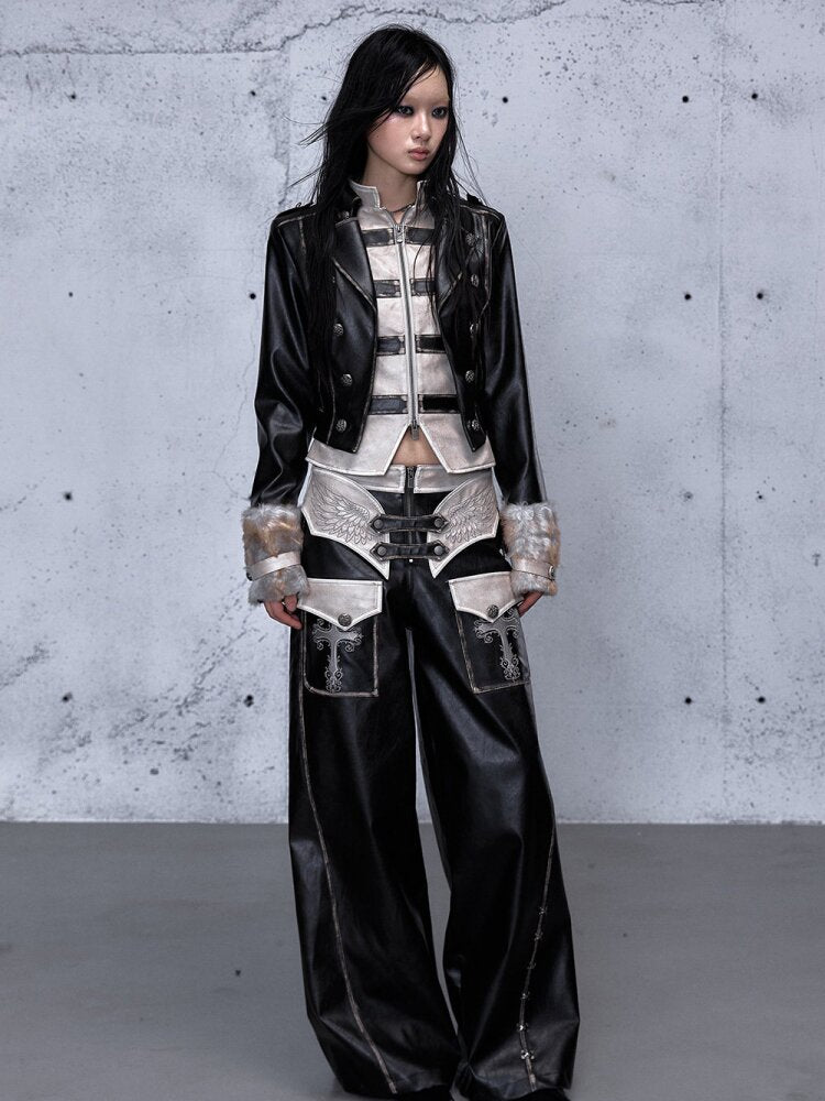 Fake Two Knight Leather Jacket【s0000015543】