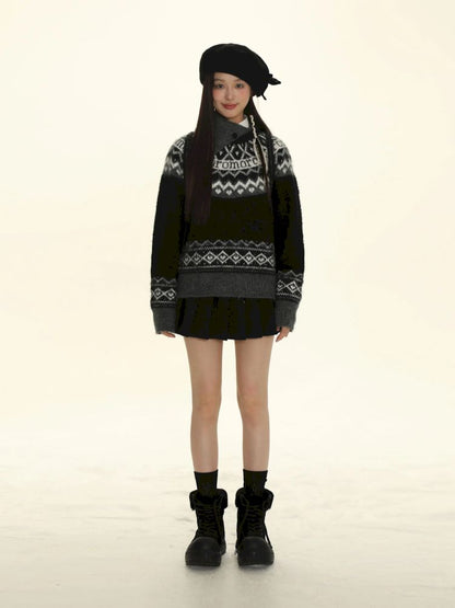 Fair Isle Striped Knit Top【s0000006024】