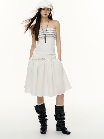 Striped bustier short skirt suit【s0000013740】