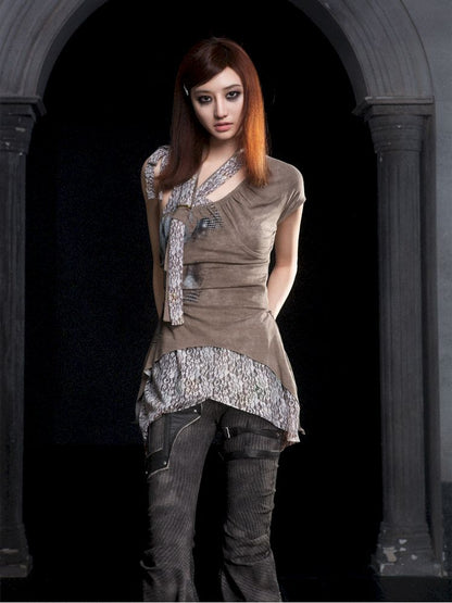 Slanted shoulder fake two-piece camisole【s0000012304】