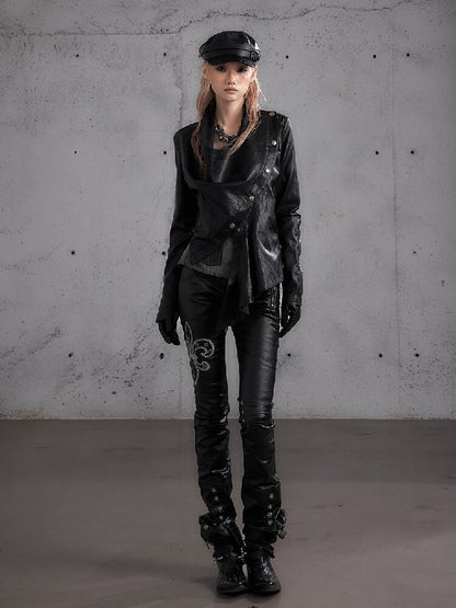 Washed Wax Leather Skinny Pants【s0000019162】