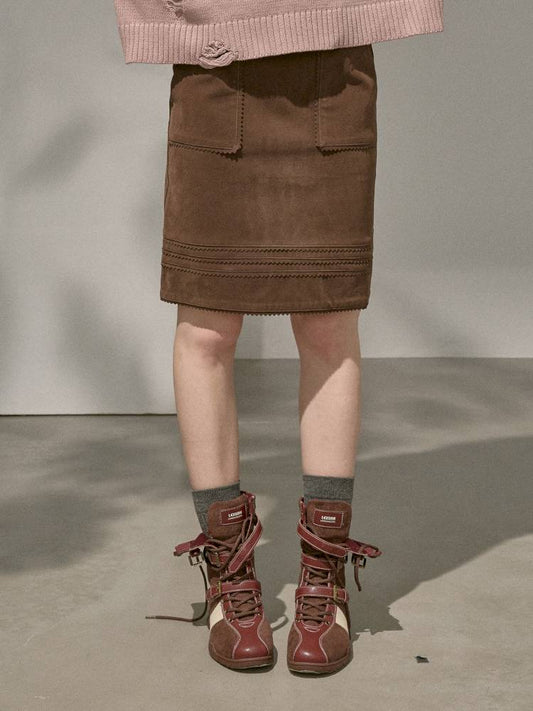 Large Pockets Leather Skirt【s0000014410】