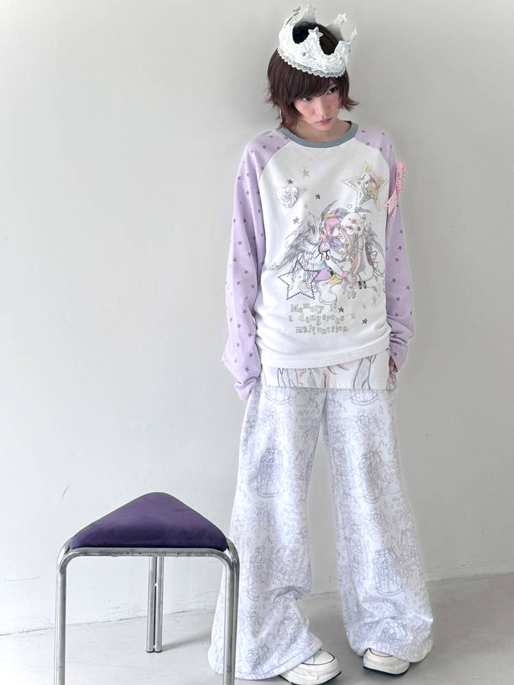 Star Drop-Shoulder Long-Sleeve Sweatshirt【s0000014439】