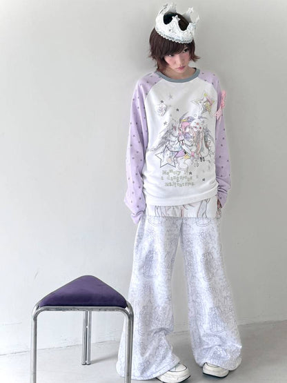 Star Drop-Shoulder Long-Sleeve Sweatshirt【s0000014439】