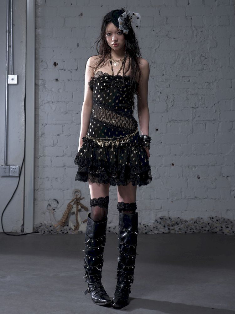 Lace Halter Neck Strapless Dress【s0000012786】