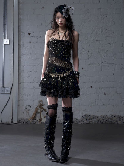 Lace Halter Neck Strapless Dress【s0000012786】