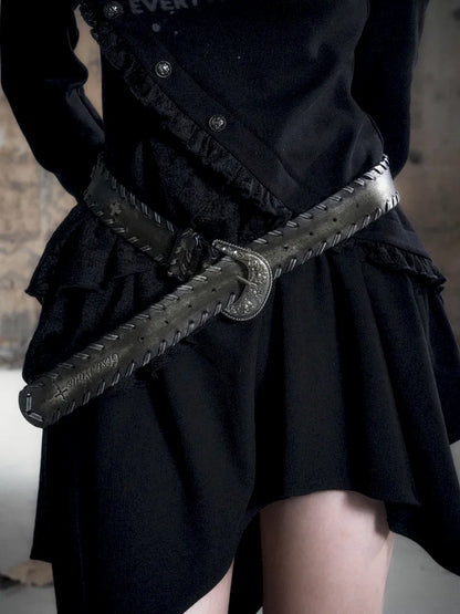 Vintage-Style Carved Buckle Belt【s0000013965】