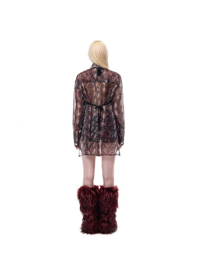 Shimmer Mesh Shirt Patchwork Skirt【s0000017719】