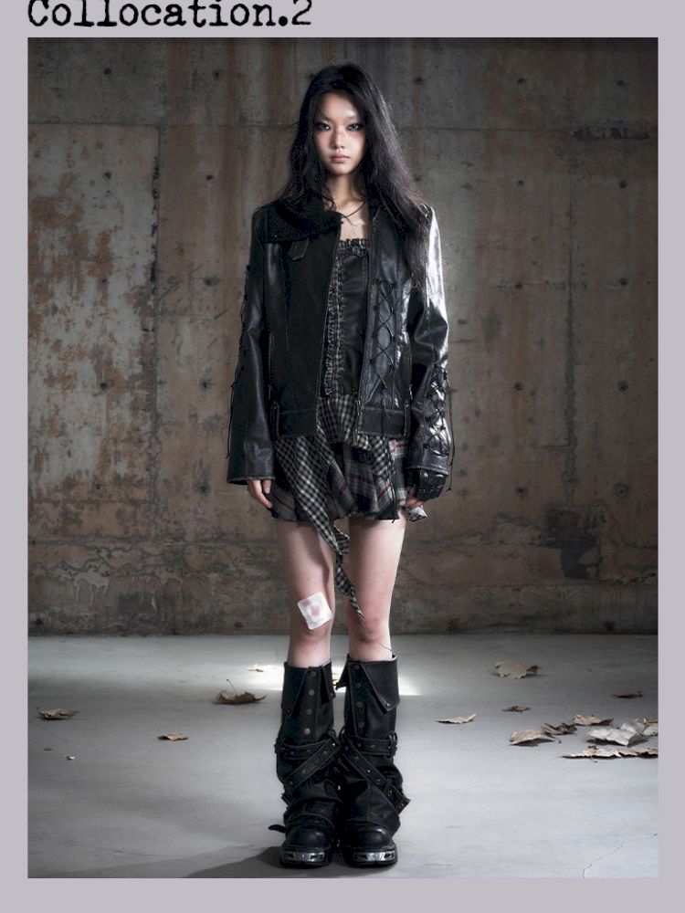 Patchwork Lattice Waisted Dress【s0000013889】