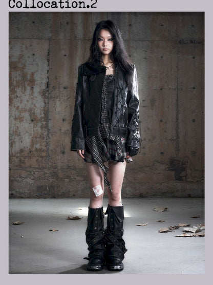 Patchwork Lattice Waisted Dress【s0000013889】