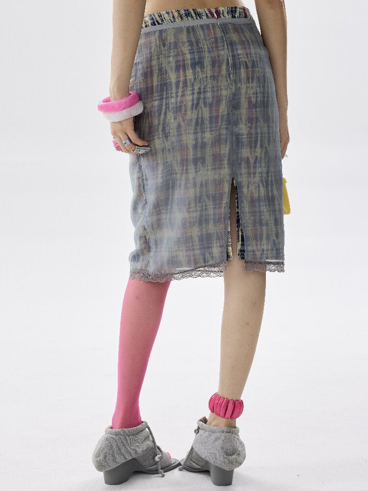 Double Waist Plaid Cutout Skirt【s0000017646】