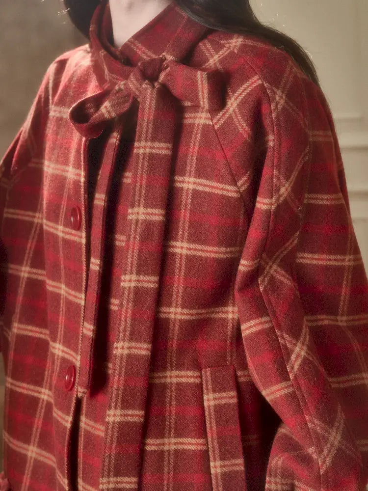 Red Check Coat Dress【s0000014328】