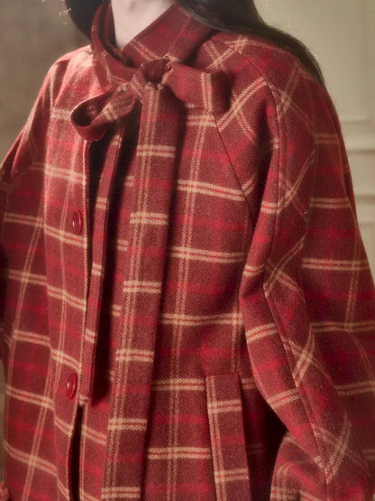 Red Check Coat Dress【s0000014328】
