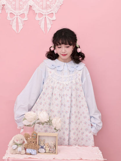 Round Neck Embroidered Blue Lace Dress【s0000013493】