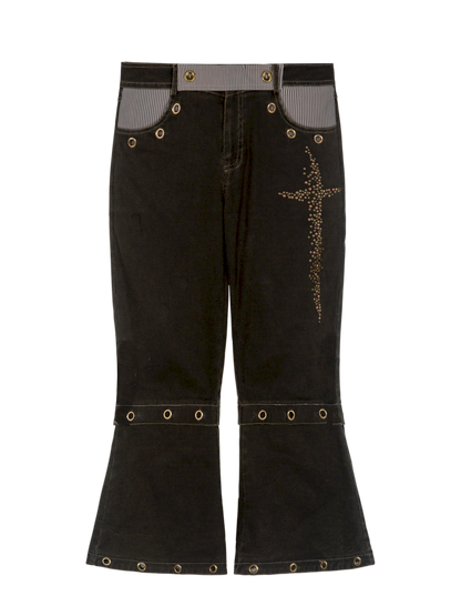 Military Green Cropped Flared Pants【s0000013894】