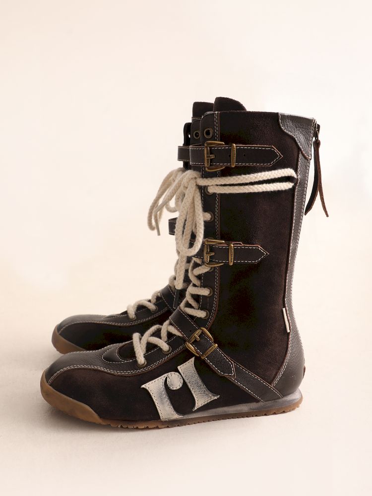 Lace Up Back Zipper Boxing Boots [s0000005989] 