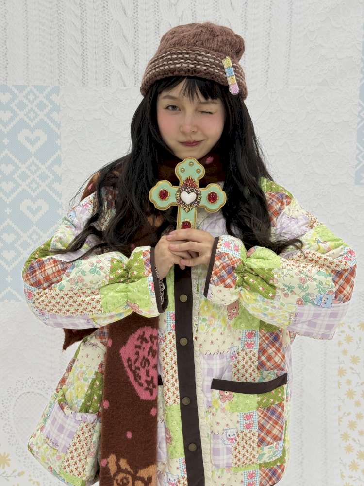 Quilted Print Blocked Padded Jacket【s0000015037】