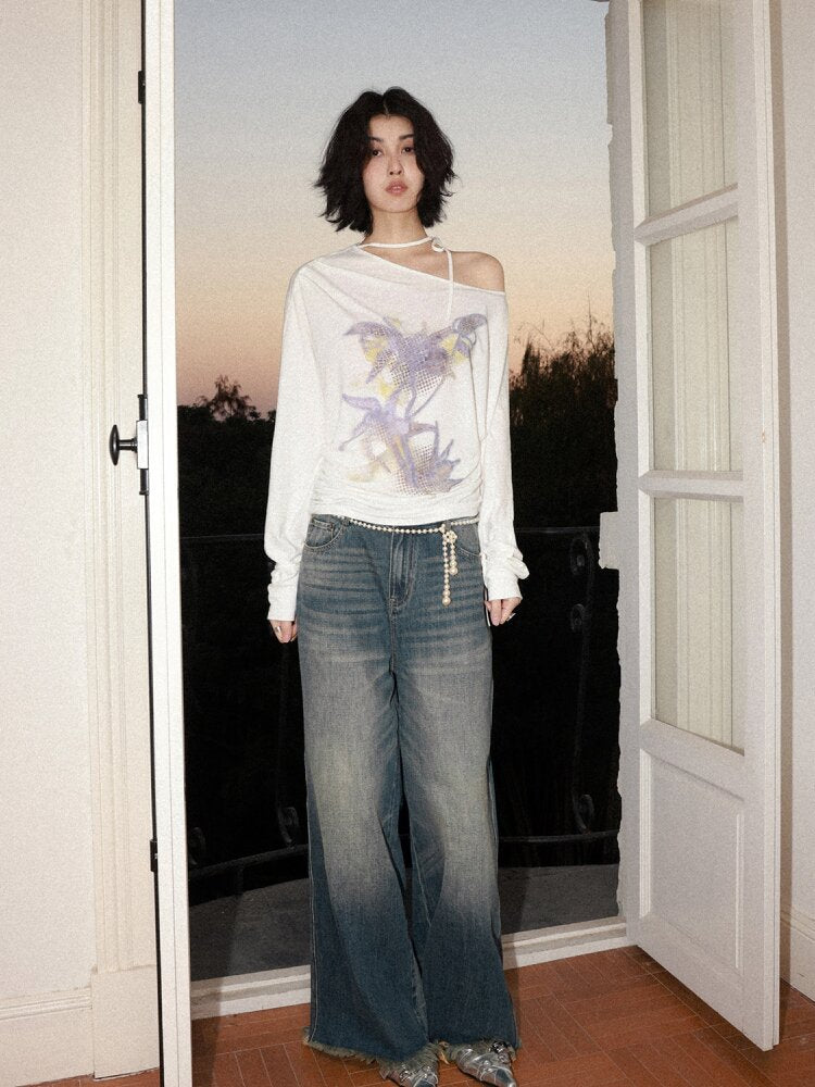 Retro Cat Whiskers Washed Jeans【s0000015463】