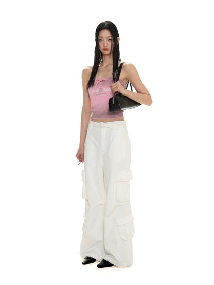 Drawstring Badge Printing Tie Bandage Tank Top【s0000008654】