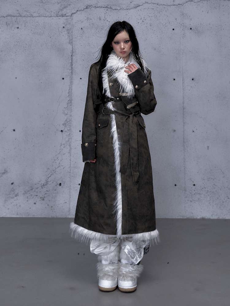 Modern Knight Fur Long Trench Coat【s0000014924】
