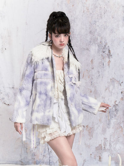 Tie-Dye Patchwork Rabbit Fur Coat【s0000005306】