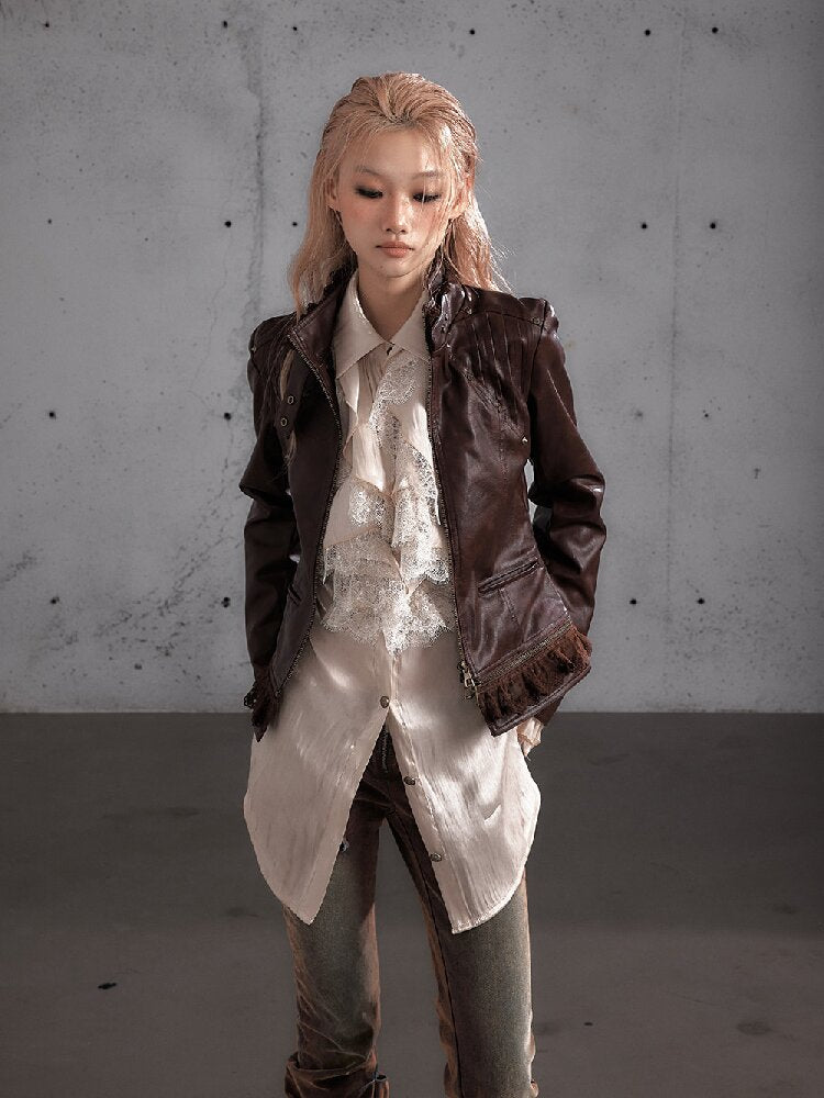 Riveted PU Leather Split Jacket【s0000019156】