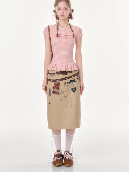 Chain Bear Print Slimming Skirt【s0000016625】