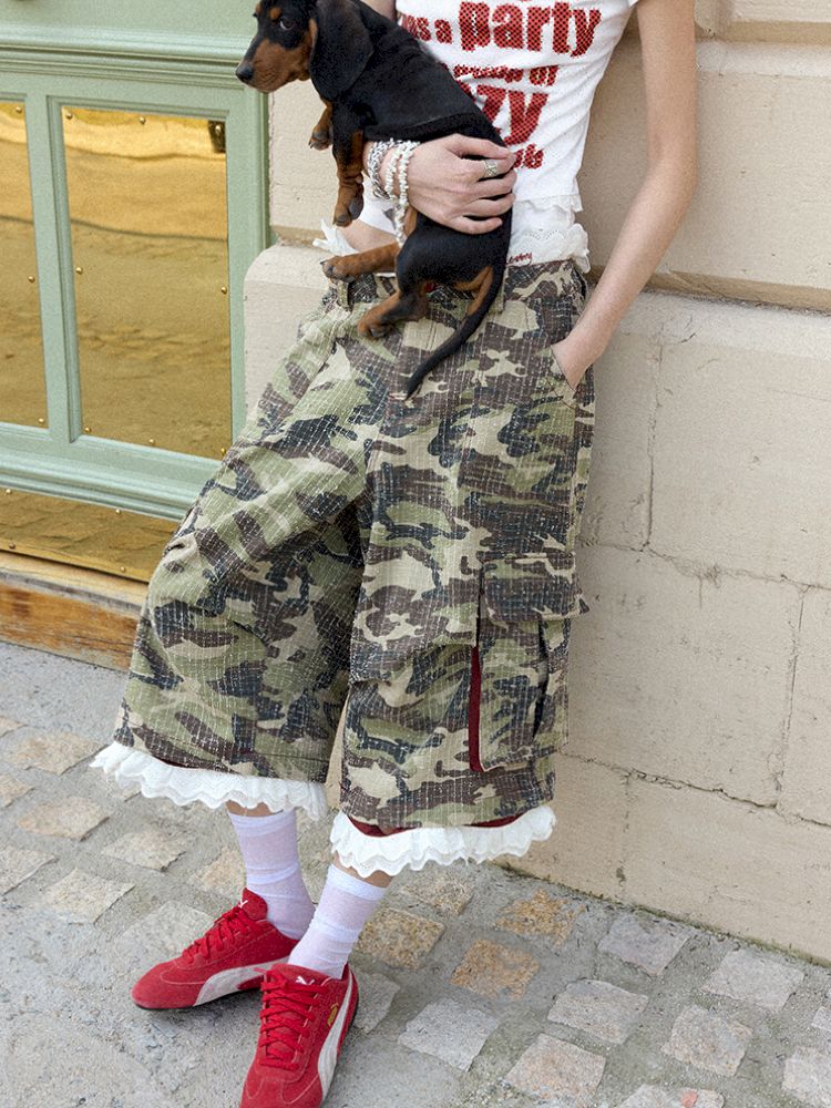 Detachable Lace Camouflage Shorts【s0000012955】