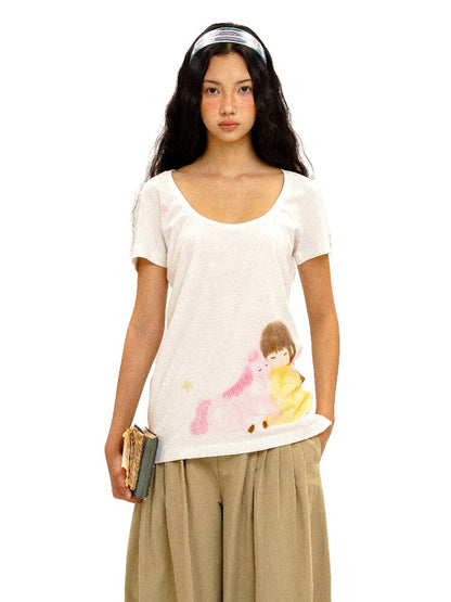 Girls Horse Print Short Sleeve T-shirt【s0000016102】