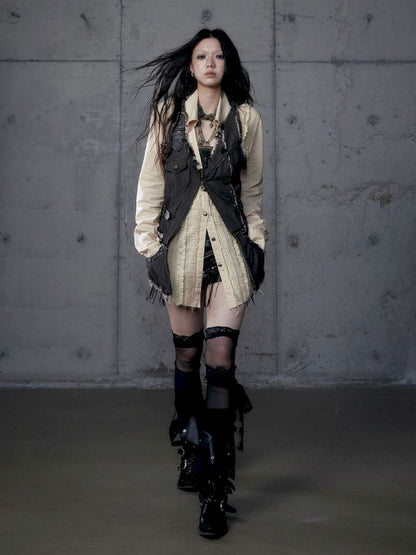 Stacked Waisted Irregular Vest【s0000013472】