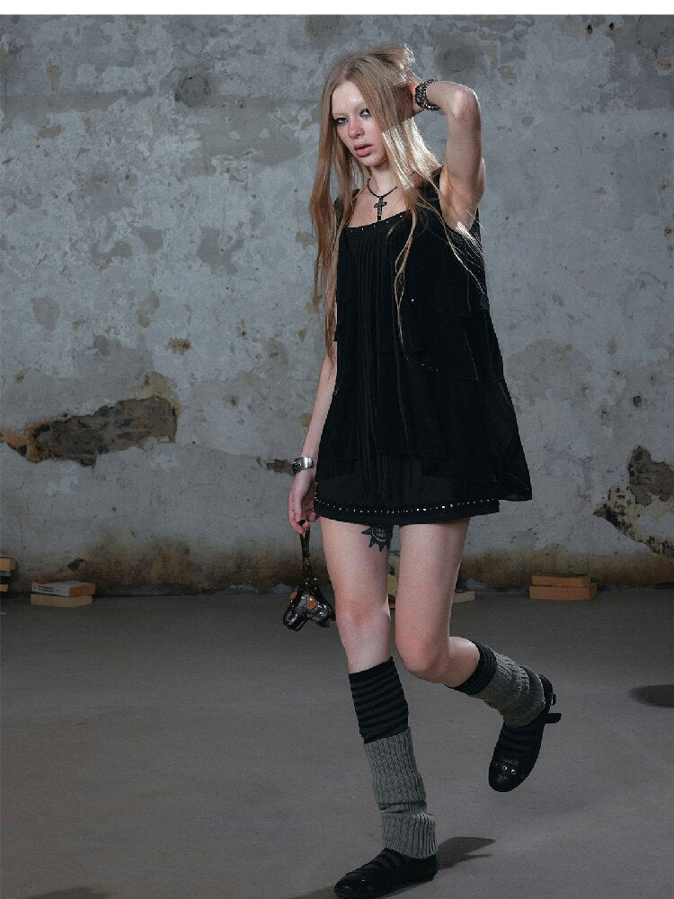 Ruffle Fringe Loose Faux Two-Piece Dress【s0000018099】