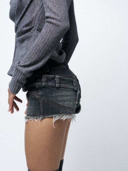 Washed Raw Edge Spice Denim Short【s0000016061】