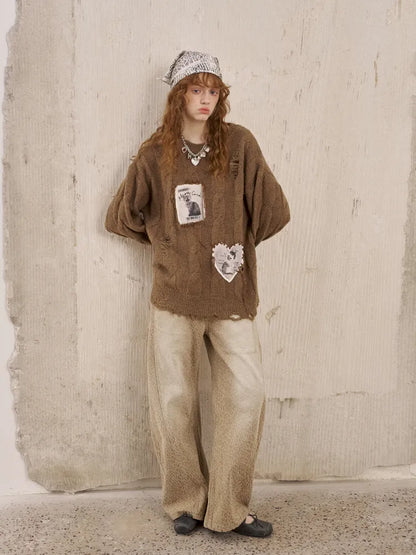 Long Sleeve Oversized Cable-Knit Pullover Sweater【s0000014051】