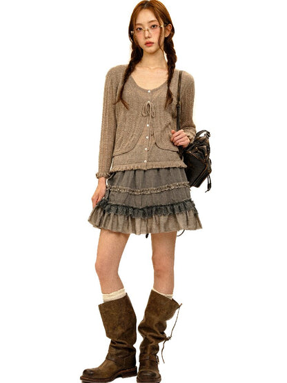 Hollow Twisted Knit Cardigan【s0000017932】