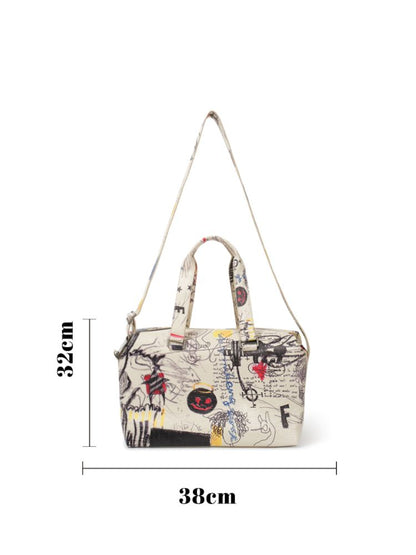 Graffiti art do old recycled material shoulder bag【s0000009564】