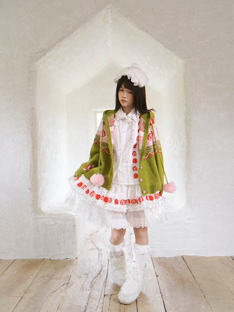 Strawberry Matcha Fair Isle Cardigan【s0000018535】