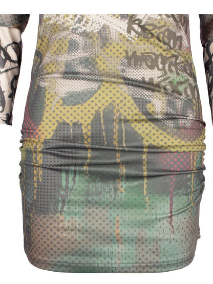 Graffiti Stitched Sleeve T-Shirt【s0000018062】