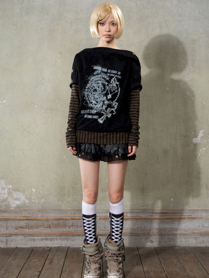 One Shoulder Punk Loose Sweatshirt【s0000009932】