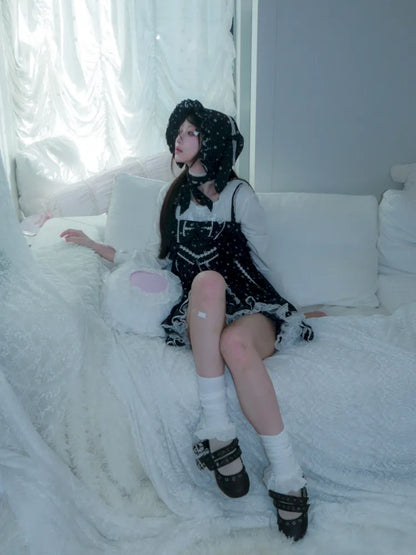 Polka Dot Floral Bud Chiffon Spaghetti Strap Dress【s0000013971】